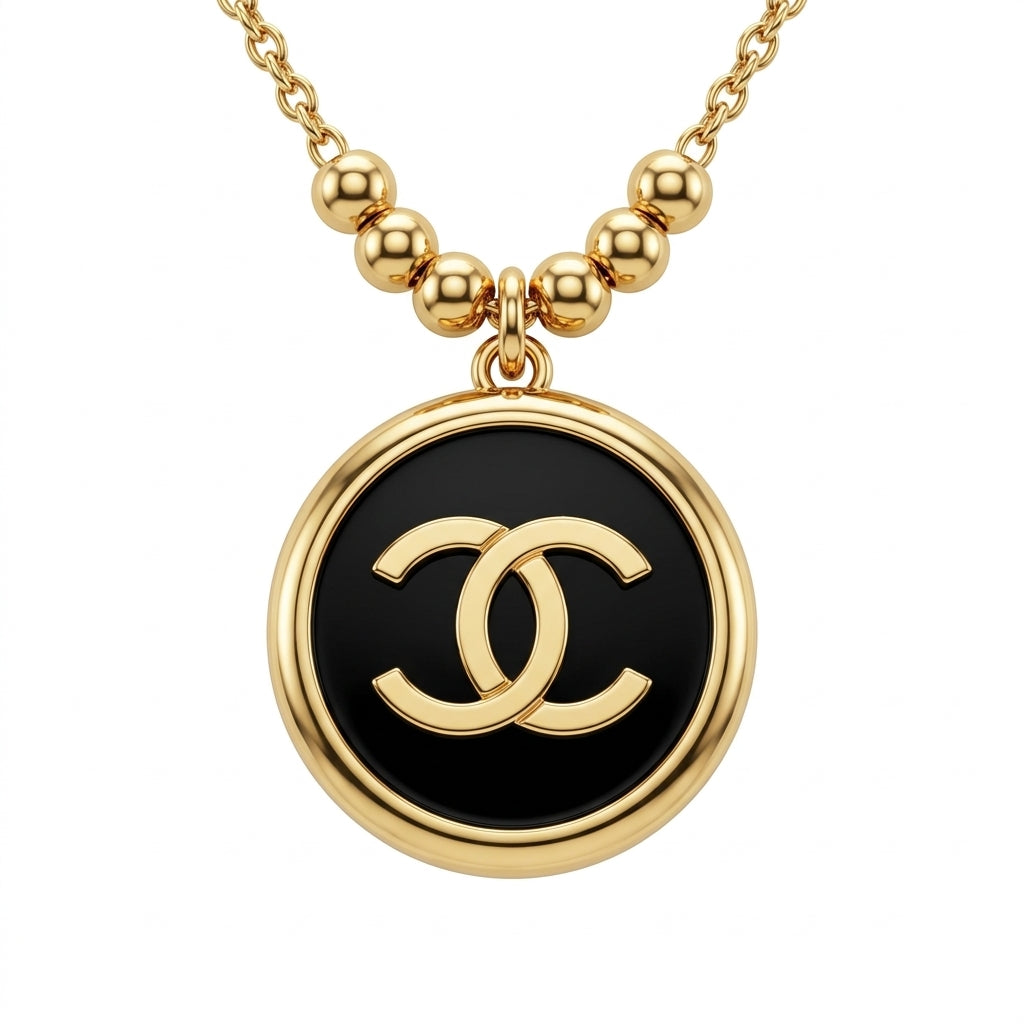 Collier "Double C" Édition Parisienne - Acier Inoxydable 316 (A4) Or & Noir