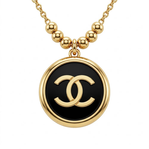 Collier "Double C" Édition Parisienne - Acier Inoxydable 316 (A4) Or & Noir
