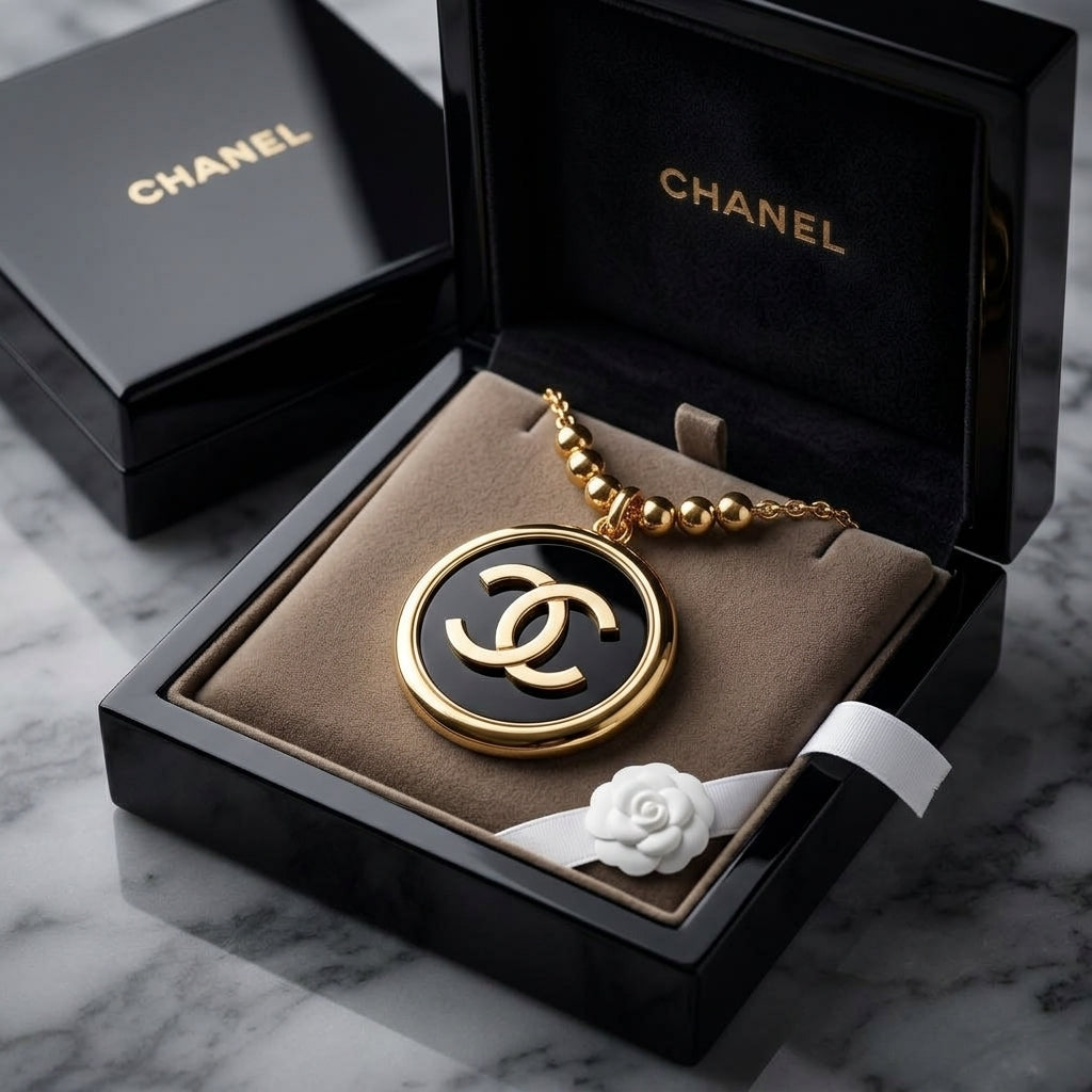 Collier "Double C" Édition Parisienne - Acier Inoxydable 316 (A4) Or & Noir