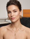 Parure "Monogramme Cœur" - Collier LV Double Rang & Créoles en Acier Inoxydable Premium
